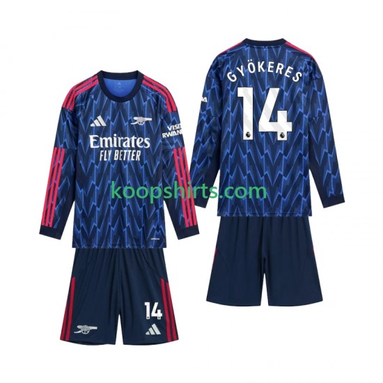 Arsenal Uit Tenue Kinder Voetbalshirts Gyokeres 14 2025-2026 Lange Mouwen