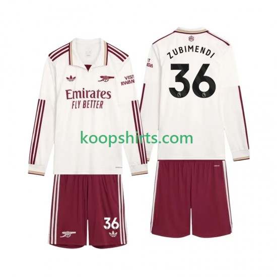 Arsenal Derde Tenue Kinder Voetbalshirts Zubimendi 36 2025-2026 Lange Mouwen
