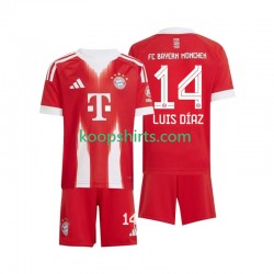 FC Bayern München Thuis Tenue Kinder Voetbalshirts Luis Diaz 14 2025-2026 Korte Mouwen