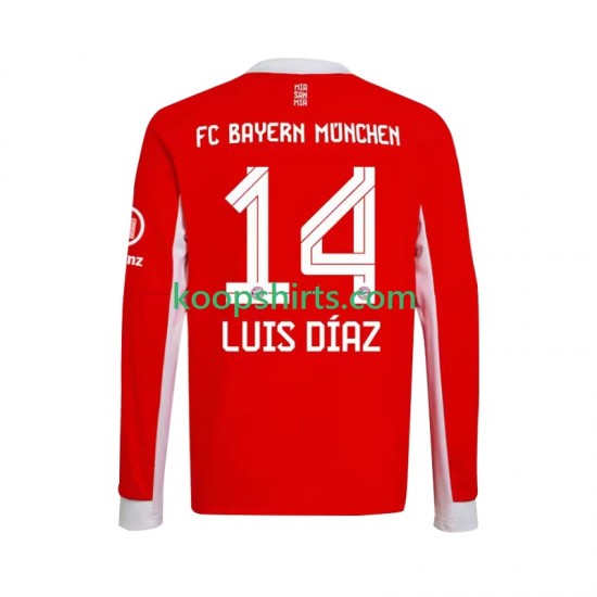 FC Bayern München Thuis Tenue Heren Voetbalshirts Luis Diaz 14 2025-2026 Lange Mouwen