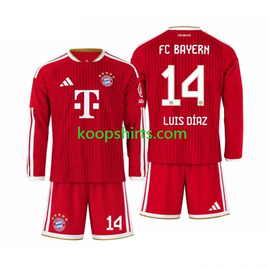 FC Bayern München Thuis Tenue Kinder Voetbalshirts Luis Diaz 14 2026-2027 Lange Mouwen