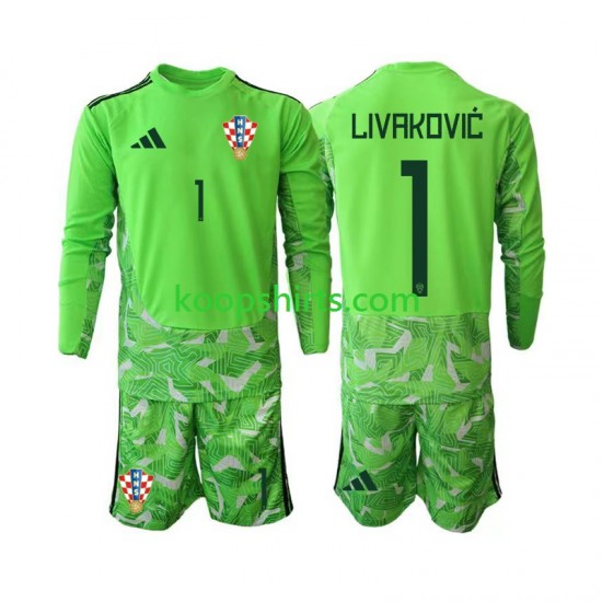 Kroatië Doelman Thuis Tenue Kinder Voetbalshirts Dominik Livakovic 25 2026-2027 Lange Mouwen