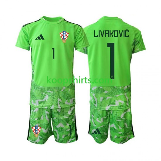 Kroatië Doelman Thuis Tenue Kinder Voetbalshirts Dominik Livakovic 25 2026-2027 Korte Mouwen