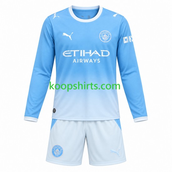 Manchester City Thuis Tenue Kinder Voetbalshirts 2026-2027 Lange Mouwen