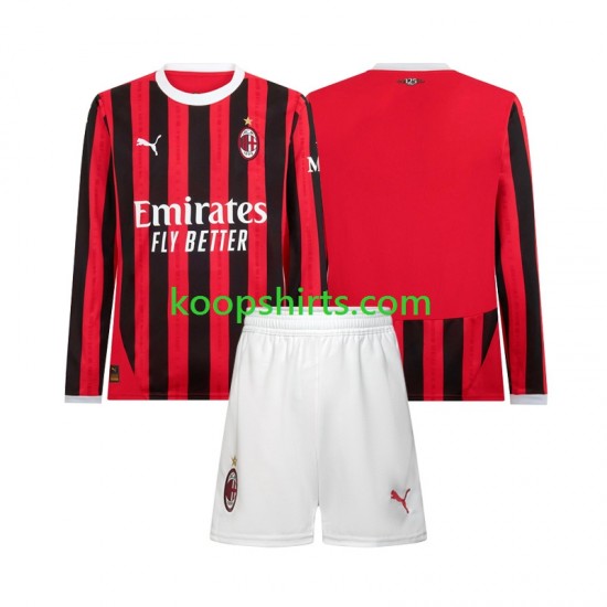AC Milan Thuis Tenue Kinder Voetbalshirts 2024-2025 Lange Mouwen AC Milan Thuis Tenue Kinder Voetbalshirts 2024-2025 Lange Mouwen