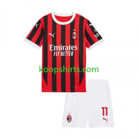 AC Milan Thuis Tenue Kinder Voetbalshirts Christian Pulisic 11 2024-2025 Korte Mouwen
