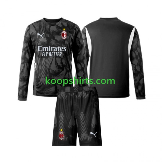 AC Milan Doelman Thuis Zwart Tenue Kinder Voetbalshirts 2024-2025 Lange Mouwen AC Milan Doelman Thuis Zwart Tenue Kinder Voetbalshirts 2024-2025 Lange Mouwen