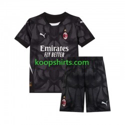 AC Milan Doelman Thuis Zwart Tenue Kinder Voetbalshirts 2024-2025 Korte Mouwen