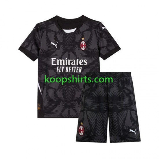 AC Milan Doelman Thuis Zwart Tenue Kinder Voetbalshirts 2024-2025 Korte Mouwen AC Milan Doelman Thuis Zwart Tenue Kinder Voetbalshirts 2024-2025 Korte Mouwen