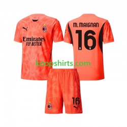 AC Milan Doelman Vierde Tenue Kinder Voetbalshirts Mike Maignan 16 2024-2025 Korte Mouwen