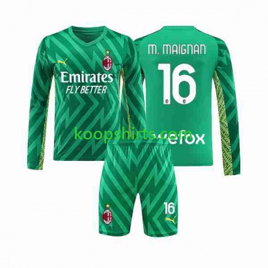 AC Milan Doelman Thuis Tenue Kinder Voetbalshirts Mike Maignan 16 2023-2024 Lange Mouwen AC Milan Doelman Thuis Tenue Kinder Voetbalshirts Mike Maignan 16 2023-2024 Lange Mouwen