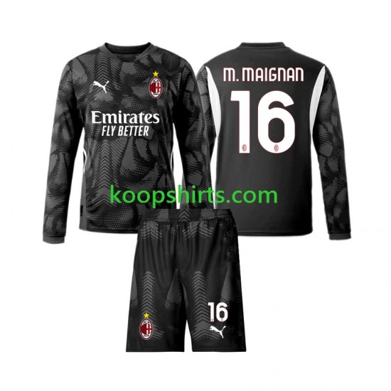 AC Milan Doelman Thuis Zwart Tenue Kinder Voetbalshirts Mike Maignan 16 2024-2025 Lange Mouwen AC Milan Doelman Thuis Zwart Tenue Kinder Voetbalshirts Mike Maignan 16 2024-2025 Lange Mouwen