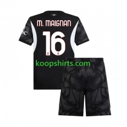 AC Milan Doelman Thuis Zwart Tenue Kinder Voetbalshirts Mike Maignan 16 2024-2025 Korte Mouwen