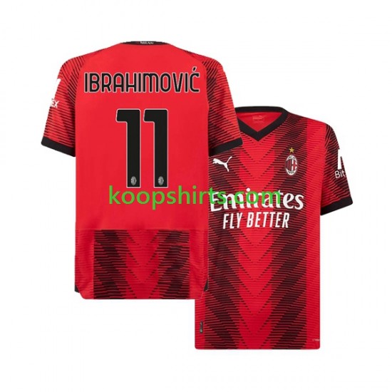 AC Milan Thuis Tenue Heren Voetbalshirts Ibrahimovic 11 2023-2024 Korte Mouwen