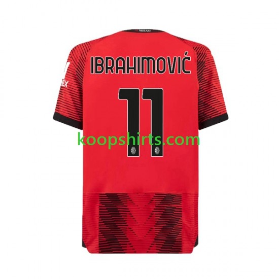 AC Milan Thuis Tenue Heren Voetbalshirts Ibrahimovic 11 2023-2024 Korte Mouwen
