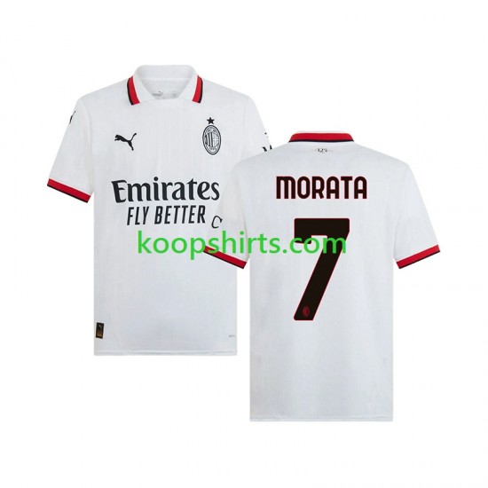 AC Milan Uit Tenue Heren Voetbalshirts Morata 7 2024-2025 Korte Mouwen AC Milan Uit Tenue Heren Voetbalshirts Morata 7 2024-2025 Korte Mouwen