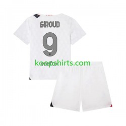 AC Milan Uit Tenue Kinder Voetbalshirts Olivier Giroud 9 2023-2024 Korte Mouwen