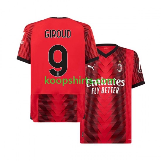 AC Milan Thuis Tenue Heren Voetbalshirts Olivier Giroud 9 2023-2024 Korte Mouwen AC Milan Thuis Tenue Heren Voetbalshirts Olivier Giroud 9 2023-2024 Korte Mouwen