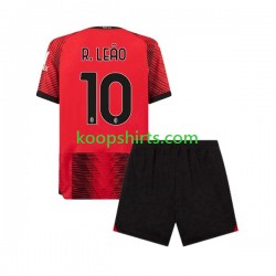 AC Milan Thuis Tenue Kinder Voetbalshirts Rafael Leao 10 2023-2024 Korte Mouwen
