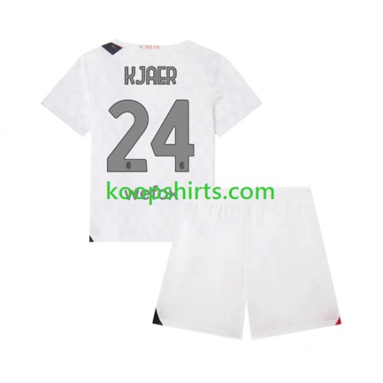 AC Milan Uit Tenue Kinder Voetbalshirts Simon Kjaer 24 2023-2024 Korte Mouwen AC Milan Uit Tenue Kinder Voetbalshirts Simon Kjaer 24 2023-2024 Korte Mouwen