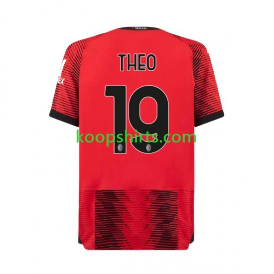 AC Milan Thuis Tenue Heren Voetbalshirts Theo Hernandez 19 2023-2024 Korte Mouwen