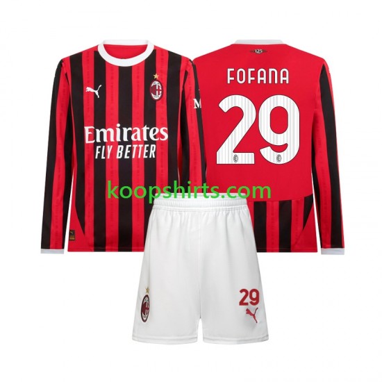 AC Milan Thuis Tenue Kinder Voetbalshirts Youssouf Fofana 29 2024-2025 Lange Mouwen AC Milan Thuis Tenue Kinder Voetbalshirts Youssouf Fofana 29 2024-2025 Lange Mouwen