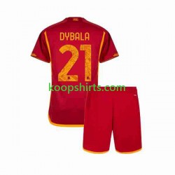 AS Roma Thuis Tenue Kinder Voetbalshirts Paulo Dybala 21 2023-2024 Korte Mouwen