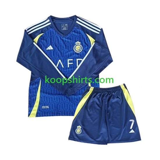 Al-Nassr Uit Tenue Kinder Voetbalshirts Cristiano Ronaldo 7 2024-2025 Lange Mouwen