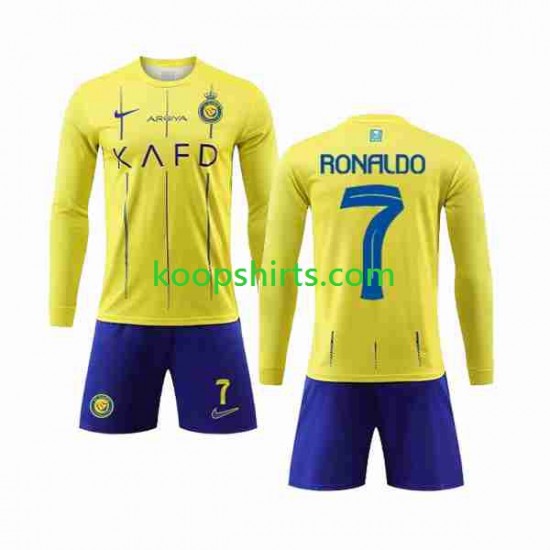 Al-Nassr Thuis Tenue Kinder Voetbalshirts Cristiano Ronaldo 7 2023-2024 Lange Mouwen Al-Nassr Thuis Tenue Kinder Voetbalshirts Cristiano Ronaldo 7 2023-2024 Lange Mouwen