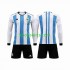 WK 2022 Argentinië Thuis Tenue Kinder Voetbalshirts 3 Stars Lange Mouwen