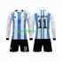WK 2022 Argentinië Thuis Tenue Kinder Voetbalshirts 3 Stars Di Maria 11 Lange Mouwen