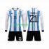 WK 2022 Argentinië Thuis Tenue Kinder Voetbalshirts 3 Stars Paulo Dybala 21 Lange Mouwen
