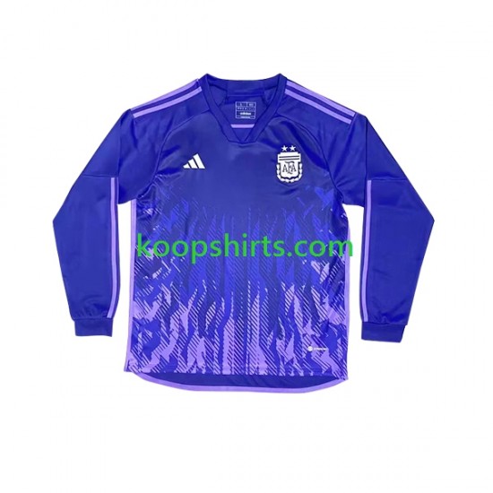 WK 2022 Argentinië Uit Tenue Heren Voetbalshirts Lange Mouwen WK 2022 Argentinië Uit Tenue Heren Voetbalshirts Lange Mouwen