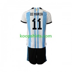 WK 2022 Argentinië Thuis Tenue Kinder Voetbalshirts Di Maria 11 Korte Mouwen