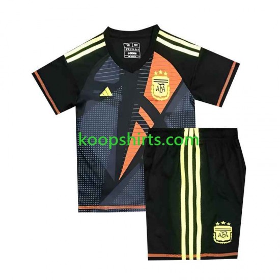 Argentinië Doelman Thuis Zwart Tenue Kinder Voetbalshirts 2024 Korte Mouwen Argentinië Doelman Thuis Zwart Tenue Kinder Voetbalshirts 2024 Korte Mouwen