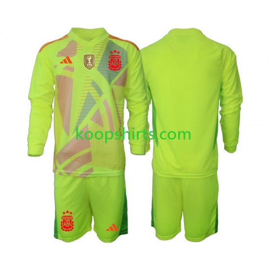 Argentinië Doelman Uit Tenue Kinder Voetbalshirts 2024 Lange Mouwen Argentinië Doelman Uit Tenue Kinder Voetbalshirts 2024 Lange Mouwen