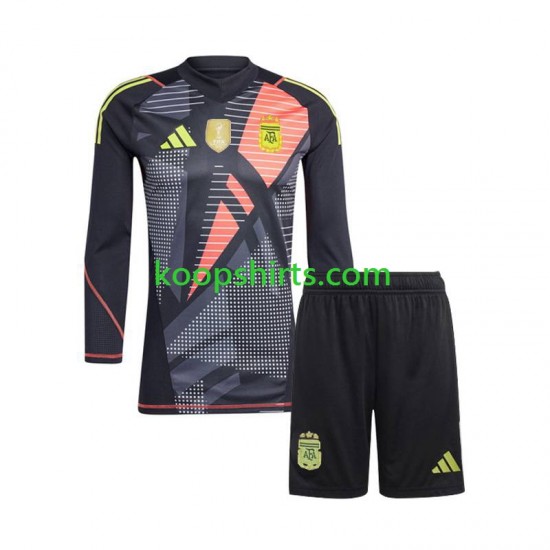 Argentinië Doelman Thuis Zwart Tenue Kinder Voetbalshirts 2024 Lange Mouwen Argentinië Doelman Thuis Zwart Tenue Kinder Voetbalshirts 2024 Lange Mouwen