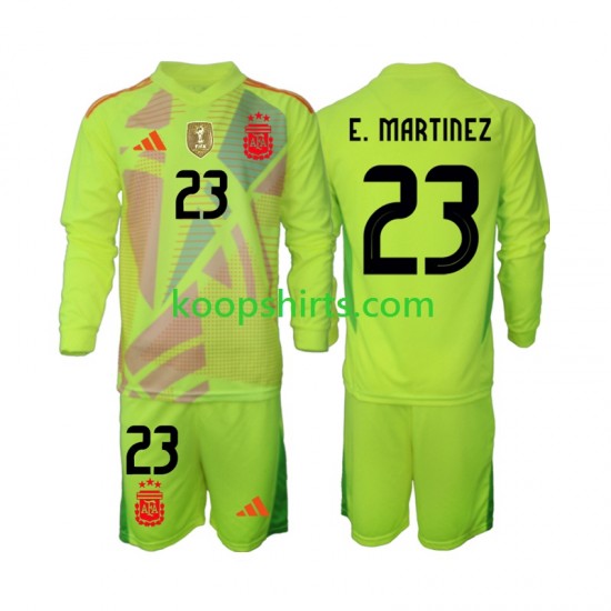 Argentinië Doelman Uit Tenue Kinder Voetbalshirts Emiliano Martinez 23 2024 Lange Mouwen Argentinië Doelman Uit Tenue Kinder Voetbalshirts Emiliano Martinez 23 2024 Lange Mouwen