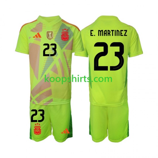 Argentinië Doelman Uit Tenue Kinder Voetbalshirts Emiliano Martinez 23 2024 Korte Mouwen Argentinië Doelman Uit Tenue Kinder Voetbalshirts Emiliano Martinez 23 2024 Korte Mouwen
