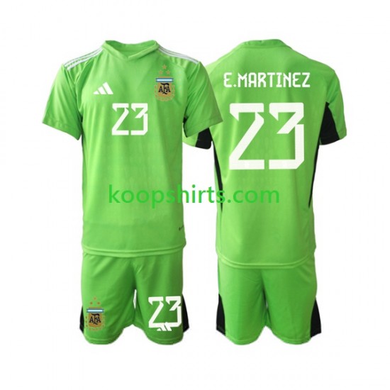 WK 2022 Argentinië Doelman Thuis Tenue Kinder Voetbalshirts Emiliano Martinez 23 Korte Mouwen WK 2022 Argentinië Doelman Thuis Tenue Kinder Voetbalshirts Emiliano Martinez 23 Korte Mouwen