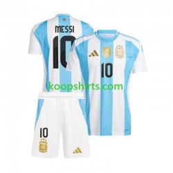 Argentinië Thuis Tenue Kinder Voetbalshirts Lionel Messi 10 Copa America 2024 Korte Mouwen