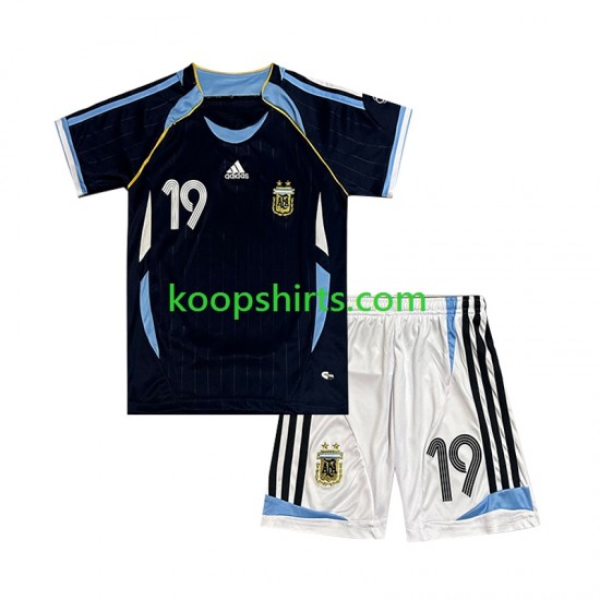 Argentinië Retro Uit Tenue Kinder Voetbalshirts Lionel Messi 19 2006 Korte Mouwen