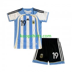 Argentinië Retro Thuis Tenue Kinder Voetbalshirts Lionel Messi 19 2006 Korte Mouwen