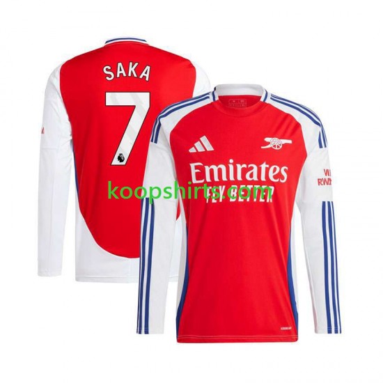 Arsenal Thuis Rood Tenue Heren Voetbalshirts Bukayo Saka 7 2024-2025 Lange Mouwen Arsenal Thuis Rood Tenue Heren Voetbalshirts Bukayo Saka 7 2024-2025 Lange Mouwen