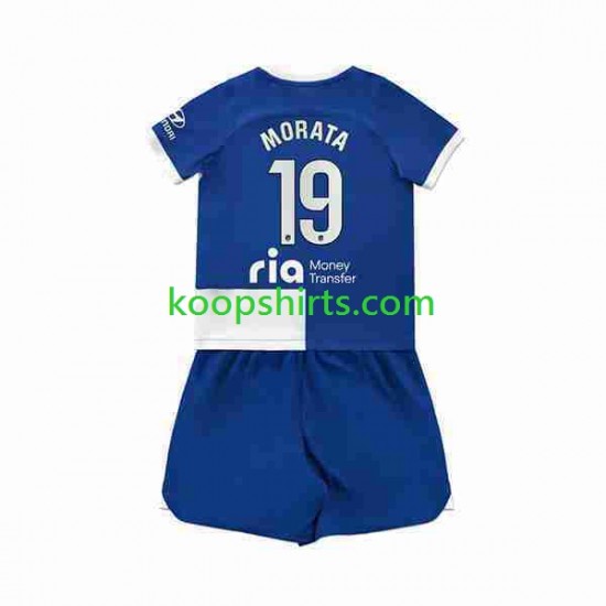 Atlético Madrid Uit Tenue Kinder Voetbalshirts 2 Alvaro Morata 19 2023-2024 Korte Mouwen Atlético Madrid Uit Tenue Kinder Voetbalshirts 2 Alvaro Morata 19 2023-2024 Korte Mouwen