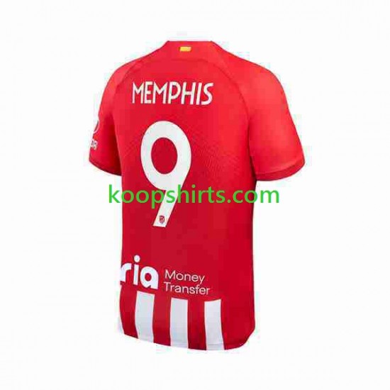 Atlético Madrid Thuis Tenue Heren Voetbalshirts 2 Memphis Depay 9 2023-2024 Korte Mouwen Atlético Madrid Thuis Tenue Heren Voetbalshirts 2 Memphis Depay 9 2023-2024 Korte Mouwen