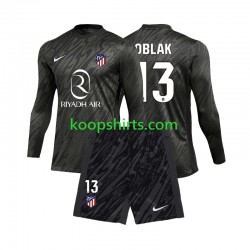 Atlético Madrid Doelman Thuis Tenue Kinder Voetbalshirts Jan Oblak 13 2024-2025 Lange Mouwen
