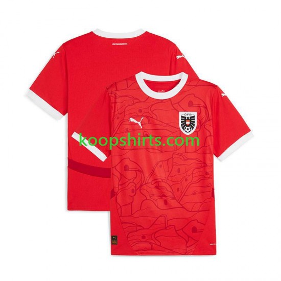 EK 2024 Oostenrijk Thuis Rood Tenue Heren Voetbalshirts Korte Mouwen EK 2024 Oostenrijk Thuis Rood Tenue Heren Voetbalshirts Korte Mouwen