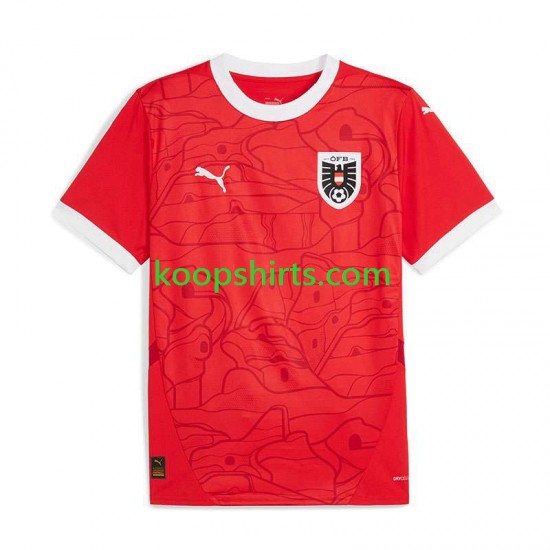 EK 2024 Oostenrijk Thuis Rood Tenue Heren Voetbalshirts Korte Mouwen