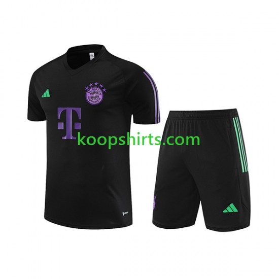FC Bayern München Zwart Voetbal training shirt en shorts 2023-2024 FC Bayern München Zwart Voetbal training shirt en shorts 2023-2024